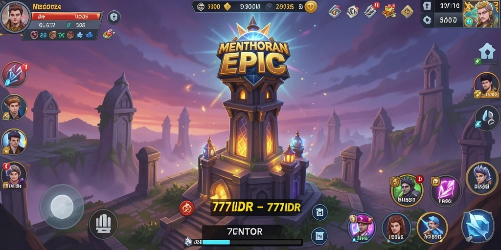 Tampilan menara dan musuh dalam gameplay Tower Defense.