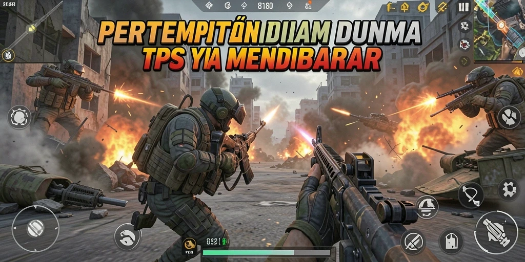 Tampilan gameplay seru dalam pertempuran TPS 8180.