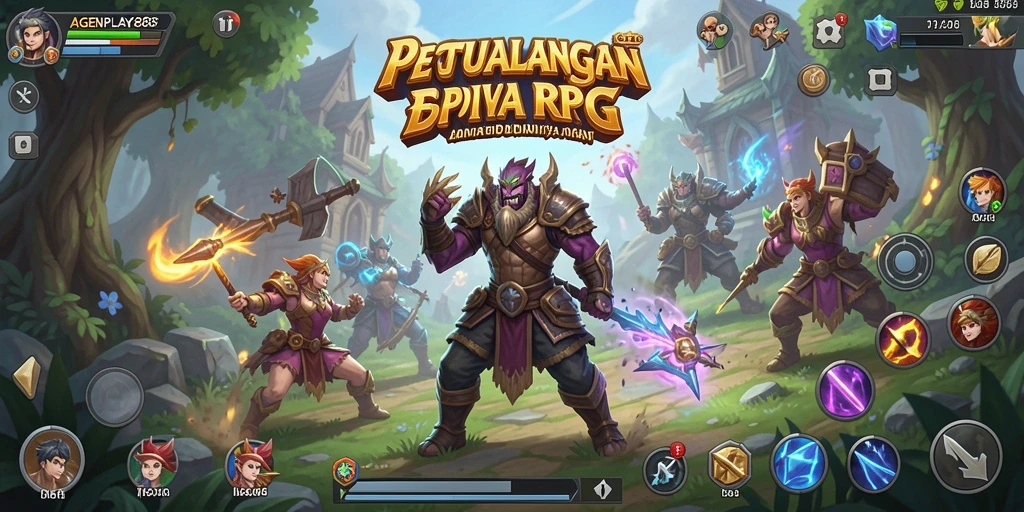 Tampilan gameplay AGENPLAY88 dengan banyak aksi dan karakter unik.