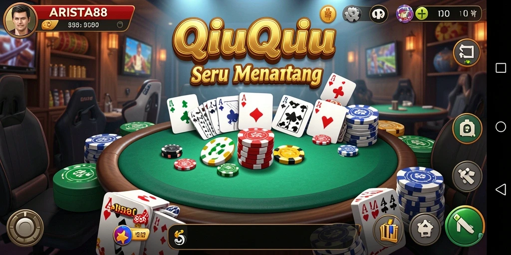 Screenshot ARISTA88 menampilkan permainan QiuQiu yang seru.