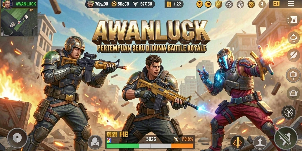 Tampilan gameplay seru AWANLUCK dalam pertempuran Battle Royale.