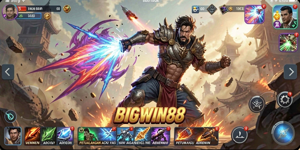 Tampilan gameplay aksi yang mendebarkan di BIGWIN88.