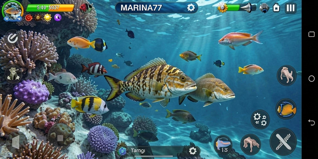 Screenshot utama MARINA77 menampilkan aksi seru Tembak Ikan.