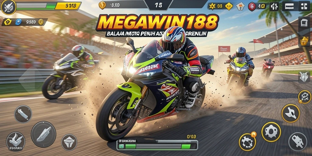 Gameplay menegangkan di lintasan balap motor.