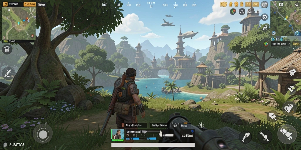 Screenshot gameplay PUSAT303 menampilkan eksplorasi dunia terbuka yang menakjubkan.