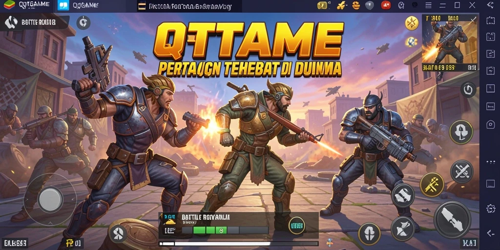 Screenshot gameplay QTGAME yang menegangkan di arena Battle Royale.