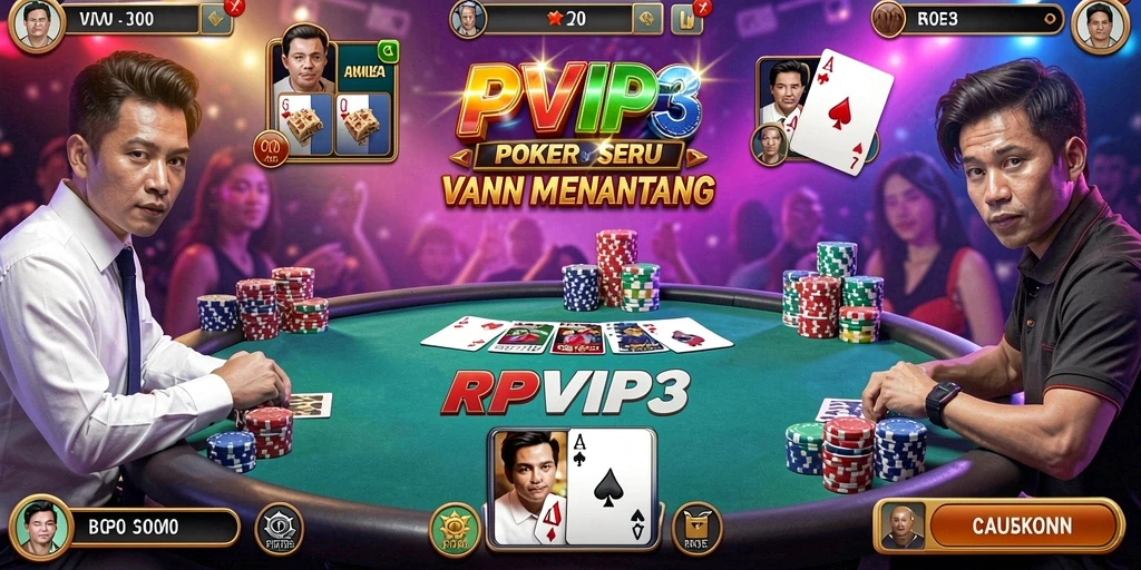 Tampilan utama RPVIP3 menampilkan gameplay Poker yang seru dan interaktif.