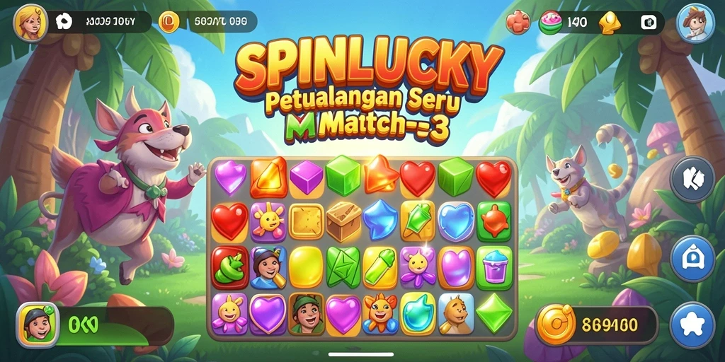 Tampilan menarik dari gameplay SPINLUCKY Match-3.
