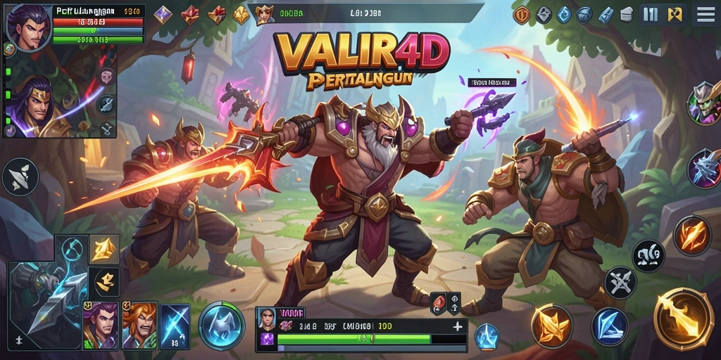 Screenshot penting VALIR4D menampilkan aksi seru dalam pertempuran MOBA.