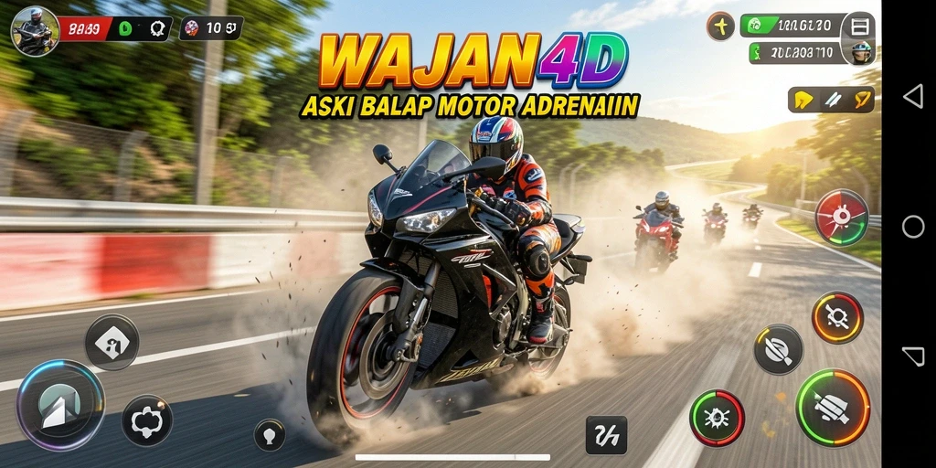 Tangkapan layar menampilkan balapan seru di WAJAN4D dengan grafik memukau.